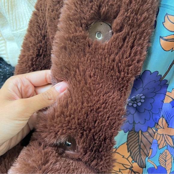 Mango Lapels Faux Fur Brown Tobacco Coat - Picture 8 of 16